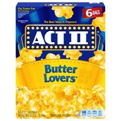 ACT II Microwave Butter Lovers Popcorn 6-2.75 oz