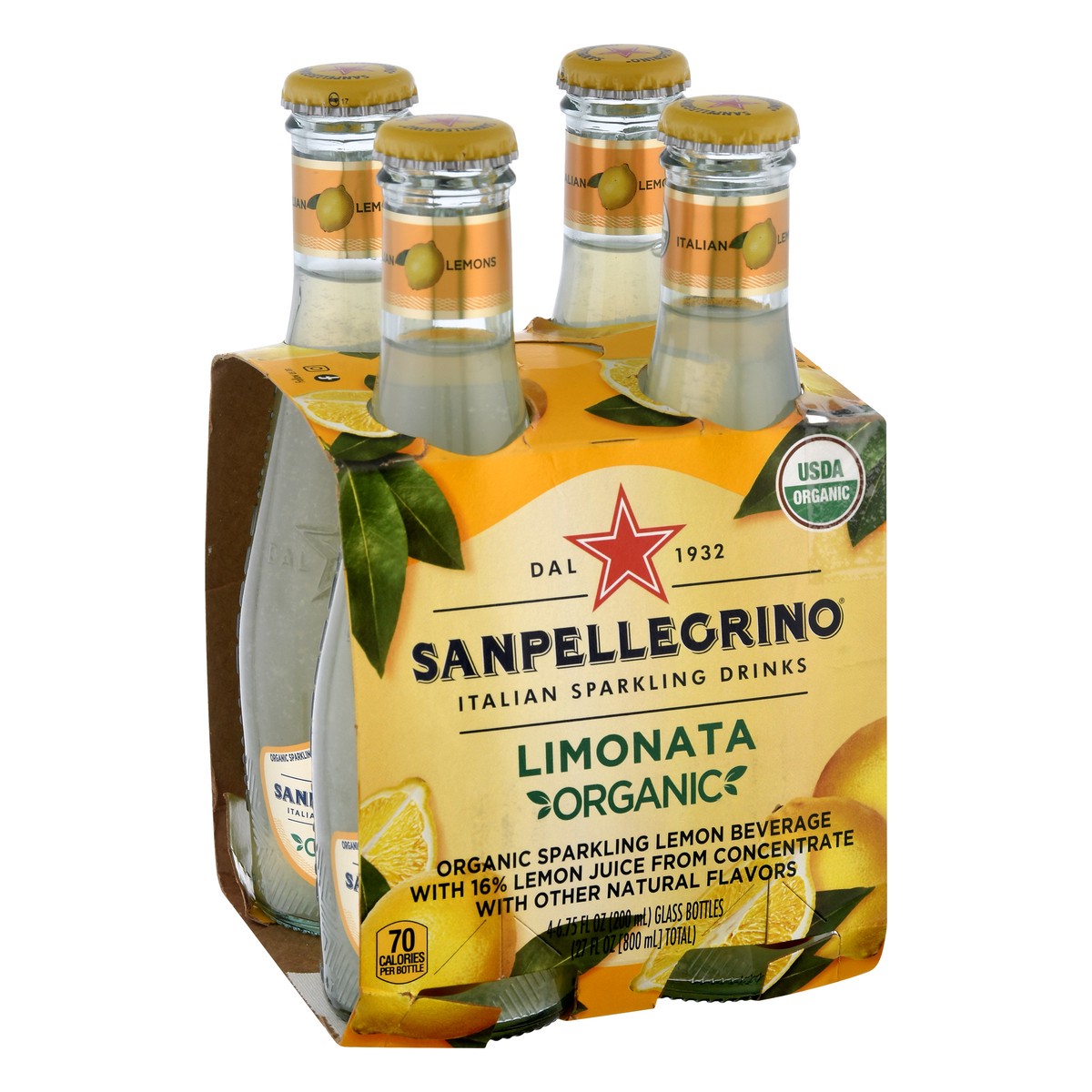 slide 6 of 9, SANPELLEGRINO Italian Sparkling Drinks Organic Limonata, 6.76 oz. glass bottle 4-pack, 27 oz