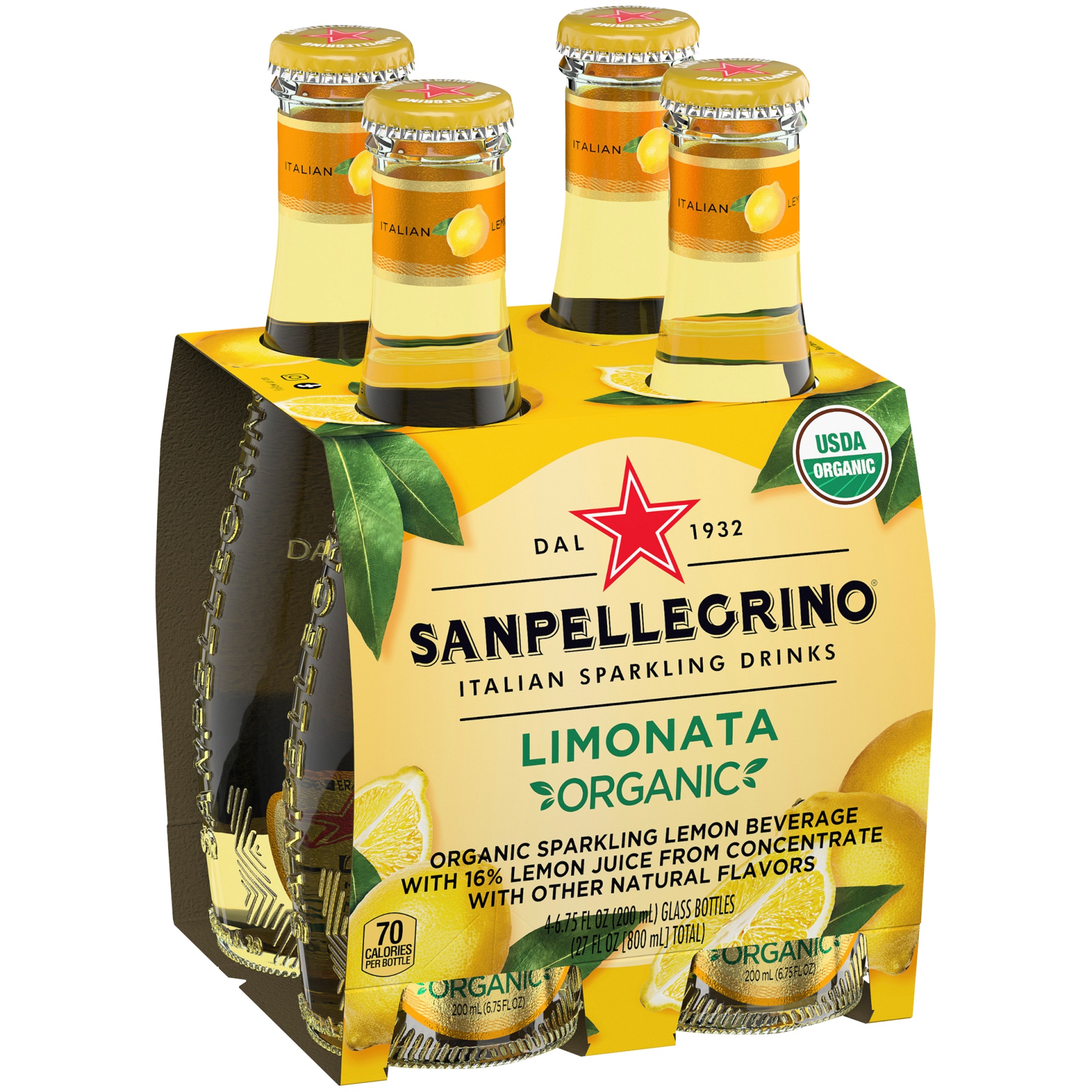 slide 2 of 8, Sanpellegrino Italian Sparkling Drinks Organic Limonata glass, 4 ct; 6.75 fl oz