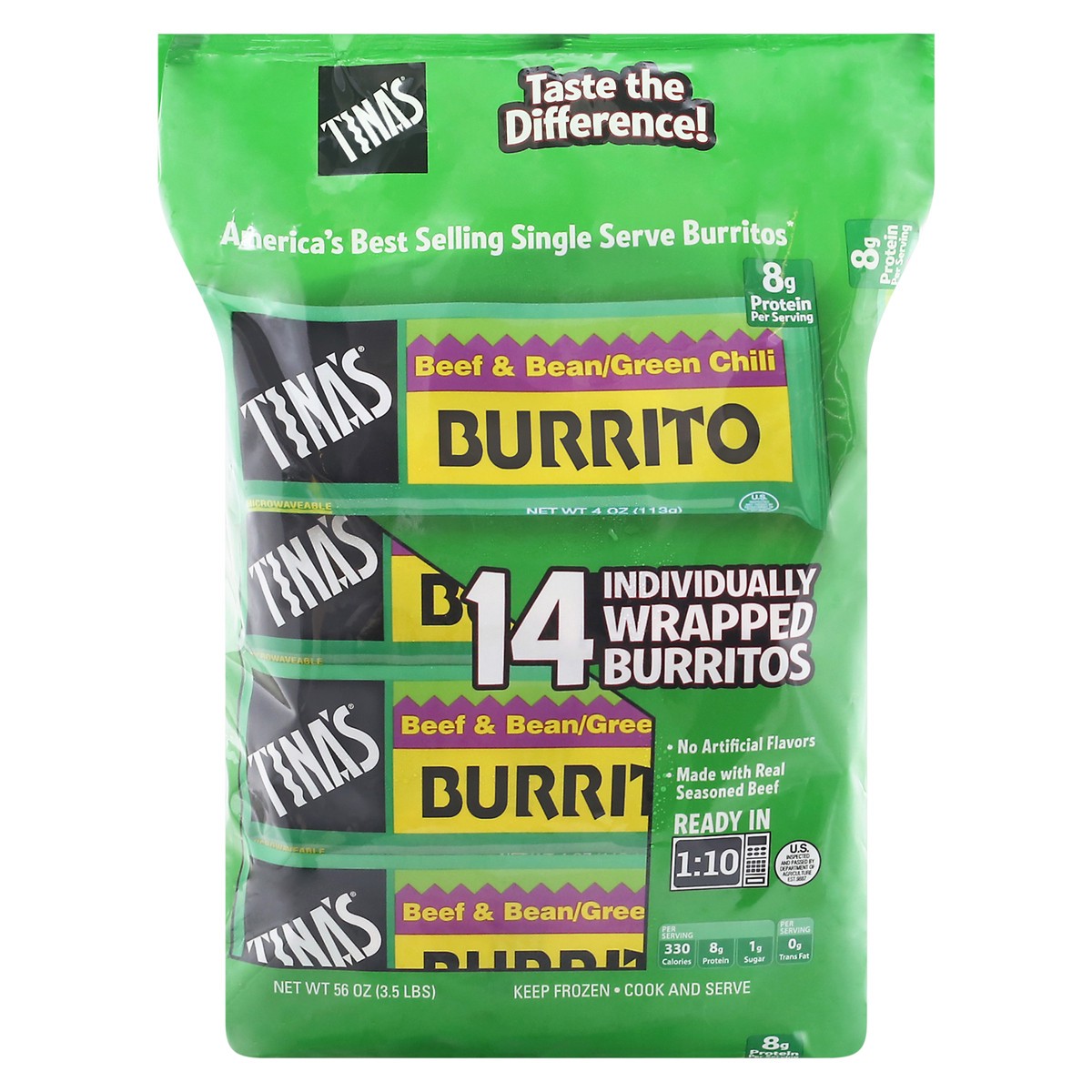 slide 10 of 11, Tina's 14 Pack Beef & Bean/Grill Chili Burritos 14 ea, 14 ct