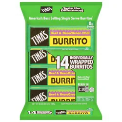Tina's Beef & Bean Green Chili Burritos, 14 Pack - 56 oz