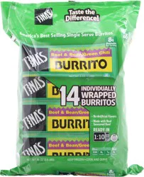 Tina's Beef & Bean Green Chili Burritos, 14 Pack - 56 oz