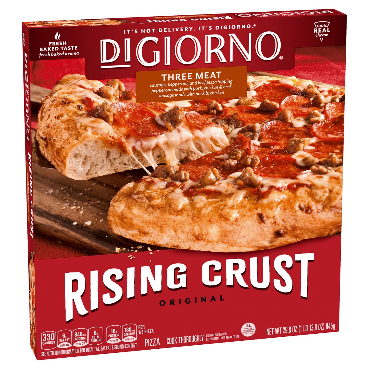 slide 2 of 8, DiGiorno Rising Crust Three Meat Pizza, 29.8 oz (Frozen), 29.8 oz