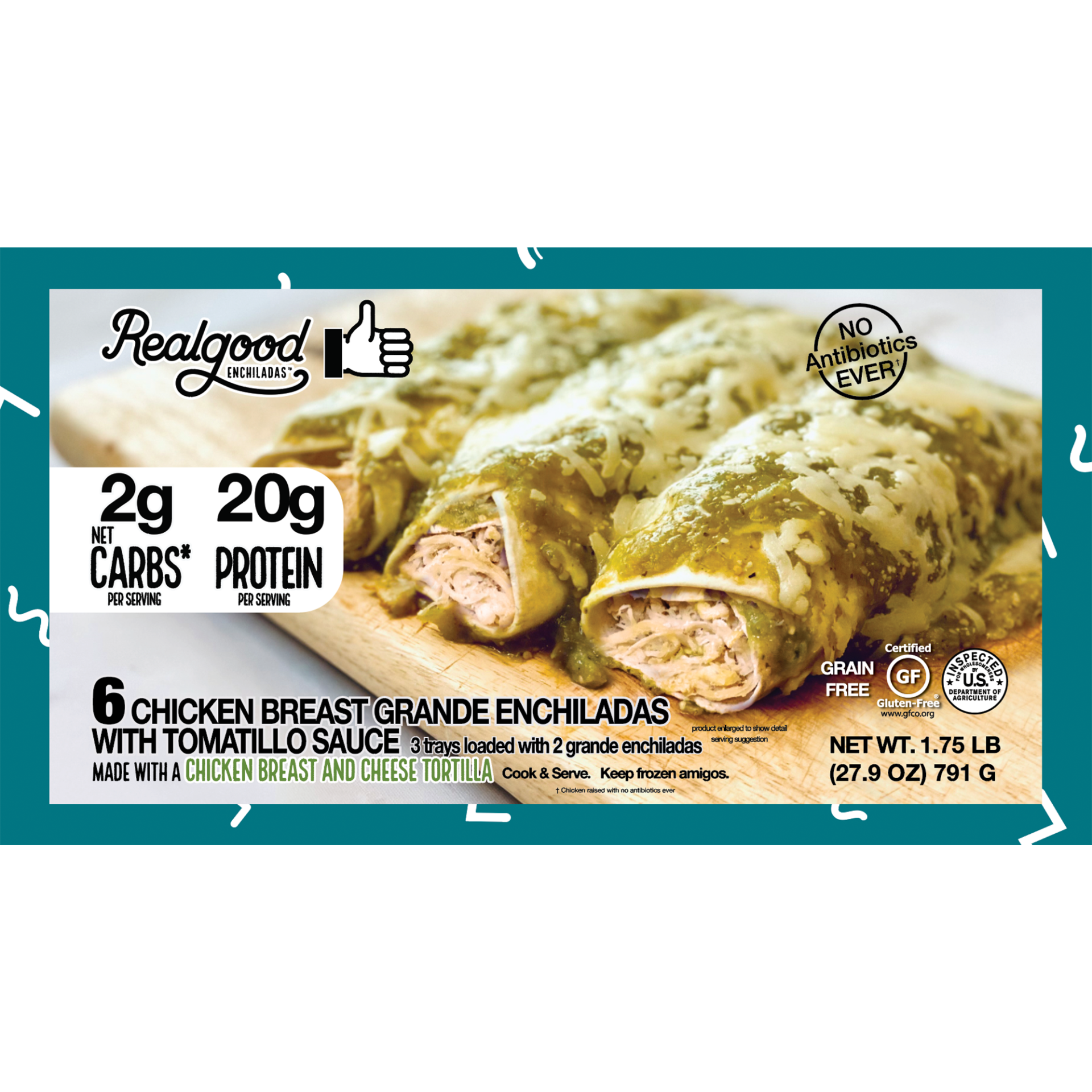 The Real Good Food Company® Grande Chicken Enchiladas Frozen Meal