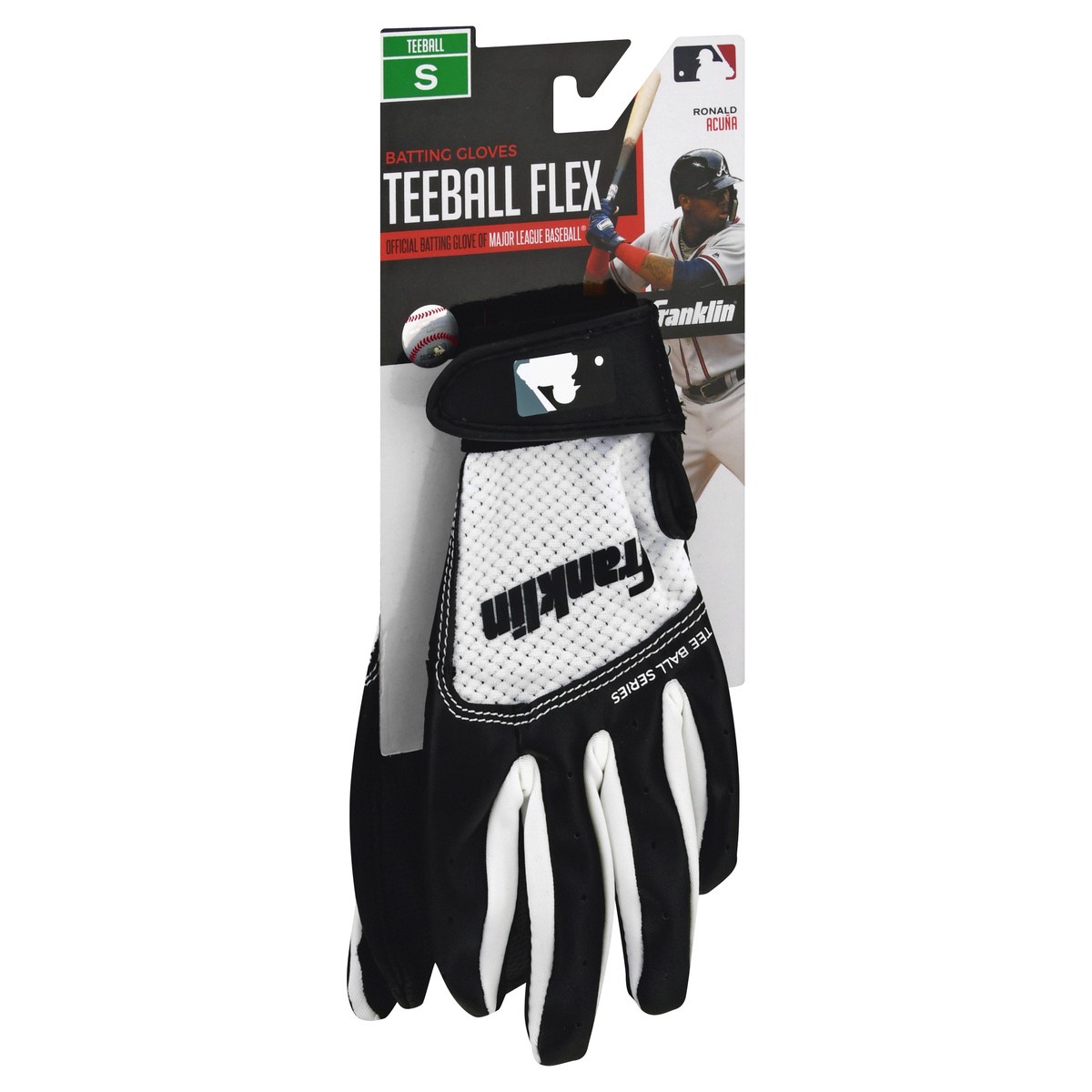 slide 2 of 9, Franklin Youth Classic Batting Glove Black/White Youth Small, SM