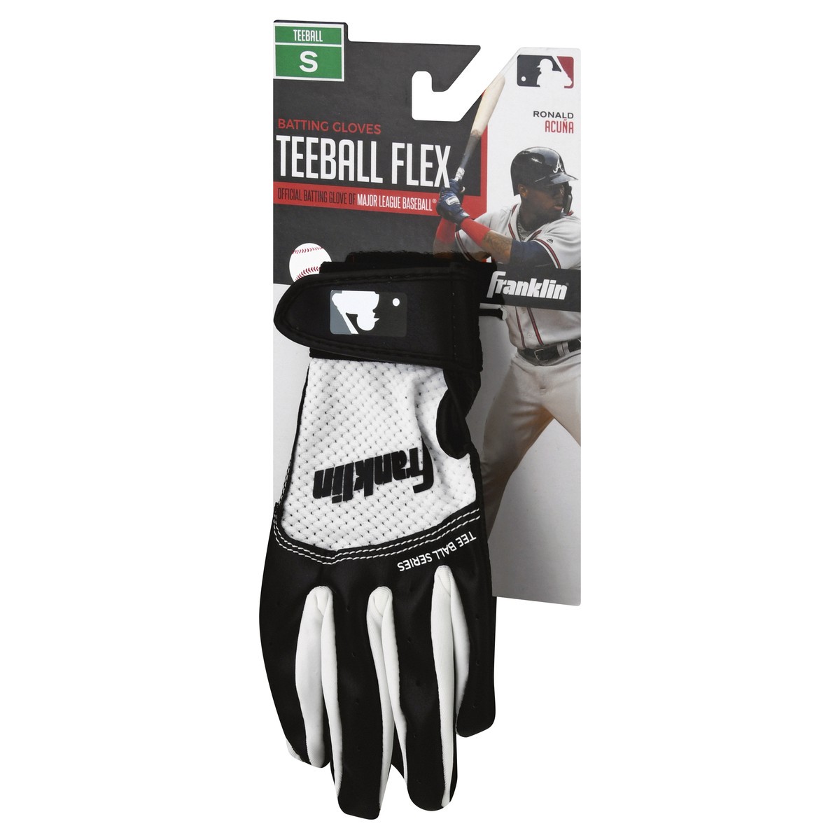 slide 3 of 9, Franklin Youth Classic Batting Glove Black/White Youth Small, SM