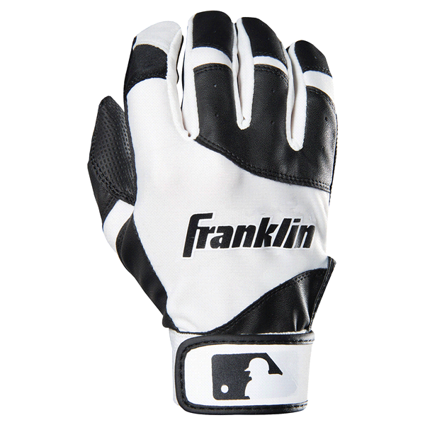 slide 1 of 1, Franklin Youth Classic Batting Glove Black/White Youth Small, SM