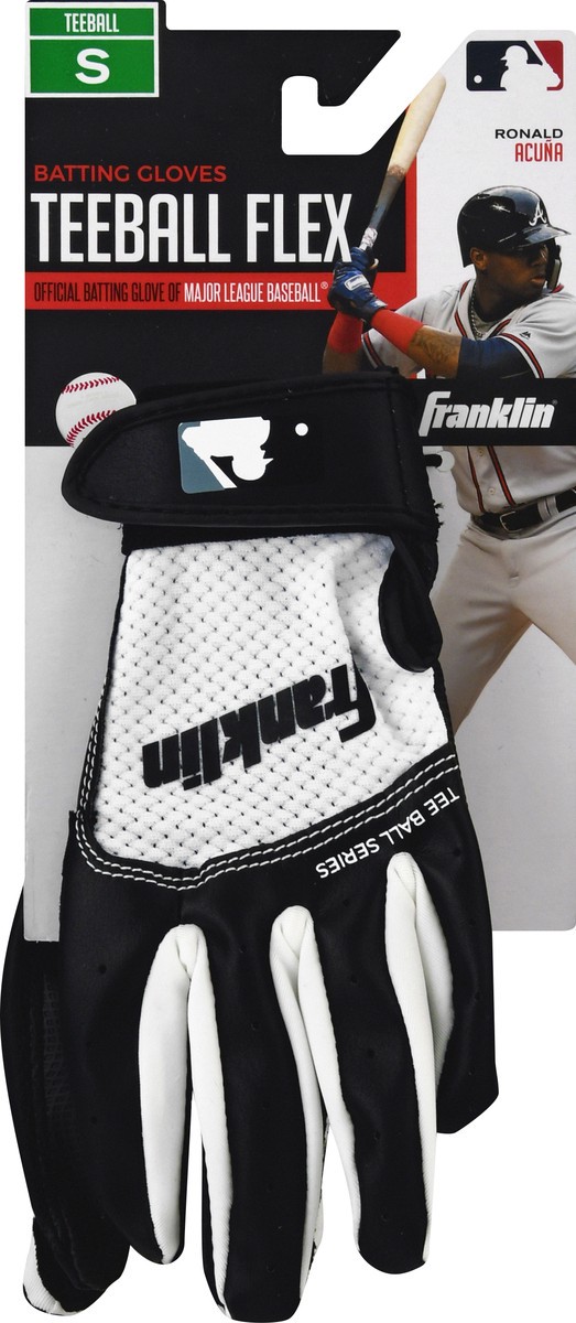 slide 9 of 9, Franklin Youth Classic Batting Glove Black/White Youth Small, SM