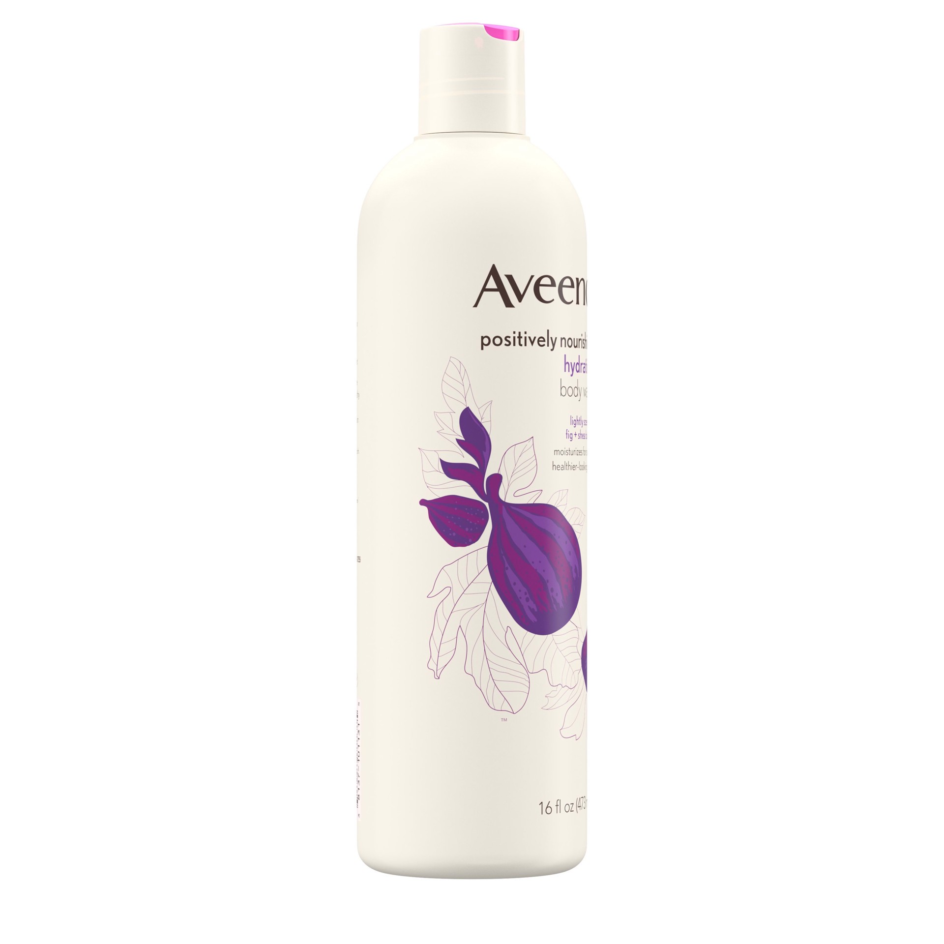 slide 3 of 5, Aveeno Positively Nourishing Hydrating Body Wash for Dry Skin with Natural Fig & Shea Butter, Lightly Scented Daily Moisturizing Body Wash, 16 fl. oz, 16 oz