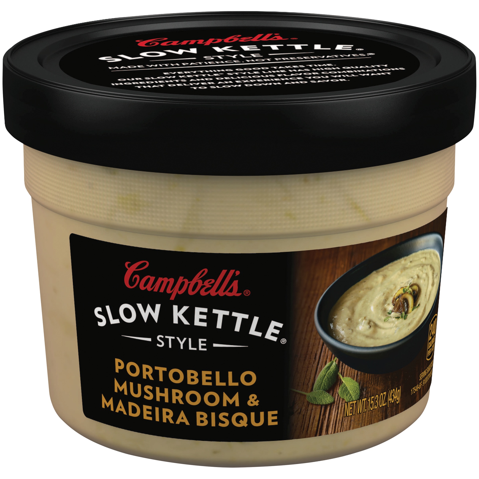 slide 1 of 1, Campbell's Slow Kettle Style Portobello Mushroom & Madeira Bisque, 15.3 oz