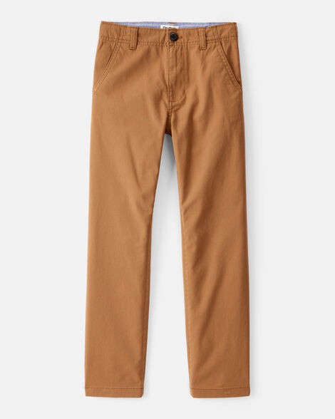 slide 1 of 3, Boys Flat Front Fashion Pants - Brown Brown 4, 1 ct