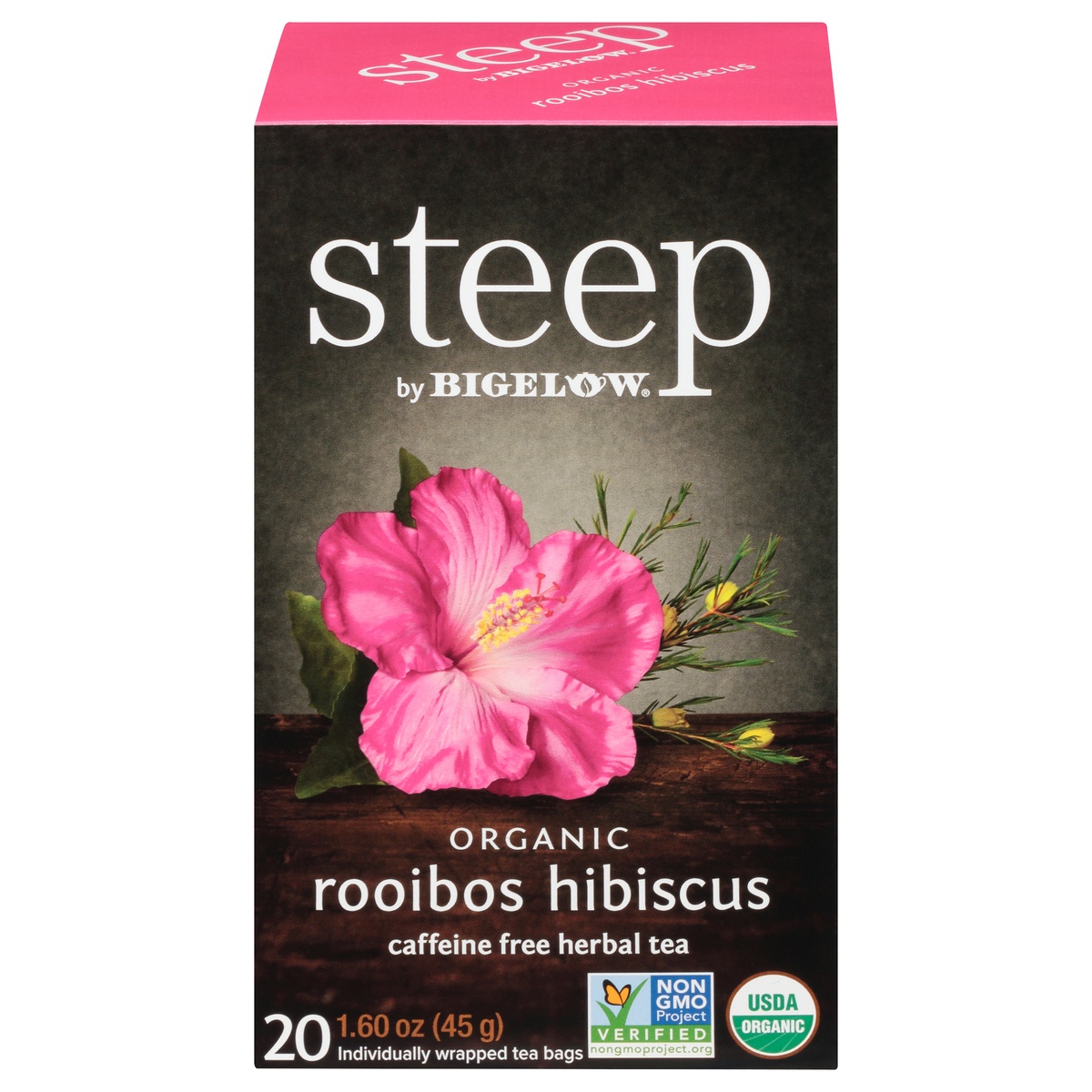 slide 1 of 9, Bigelow steep Organic Rooibos Hibiscus Tea, 20 ct