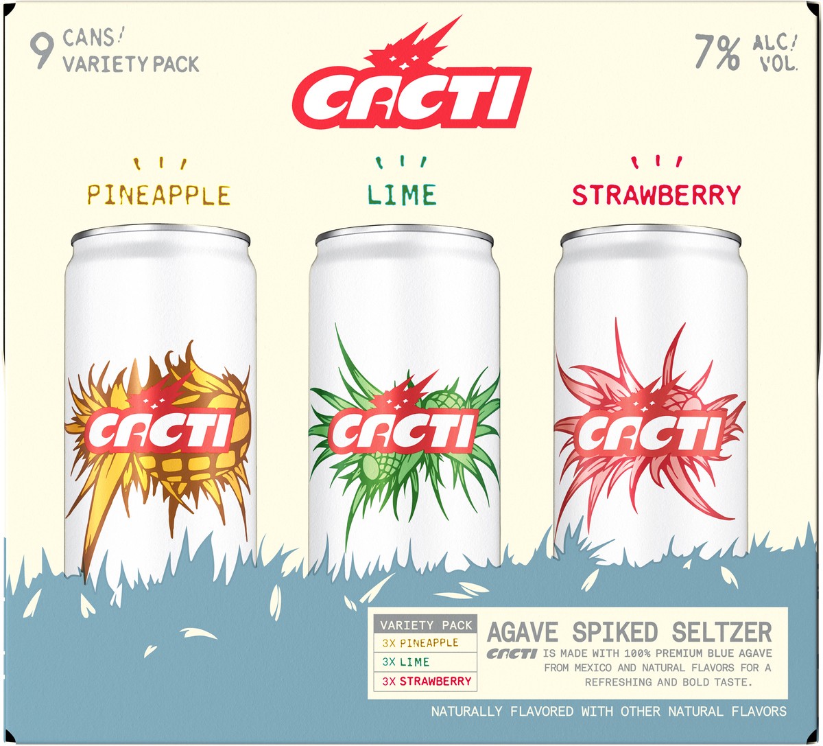 slide 9 of 12, CACTI Seltzer, Spiked, Agave, Variety Pack, 1 ct