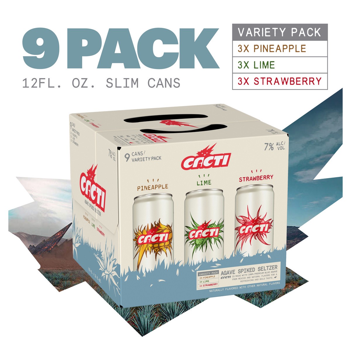 slide 6 of 12, CACTI Seltzer, Spiked, Agave, Variety Pack, 1 ct