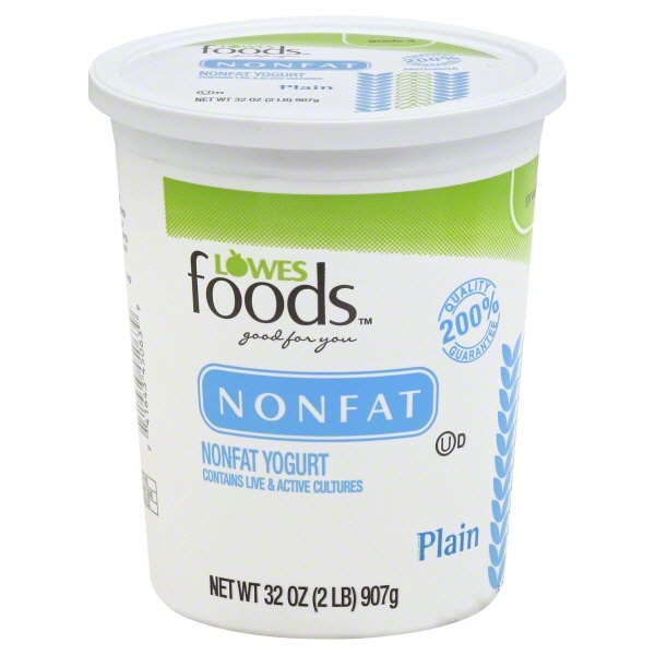 slide 1 of 1, Lowes Foods Yogurt Non Fat Plain, 32 oz