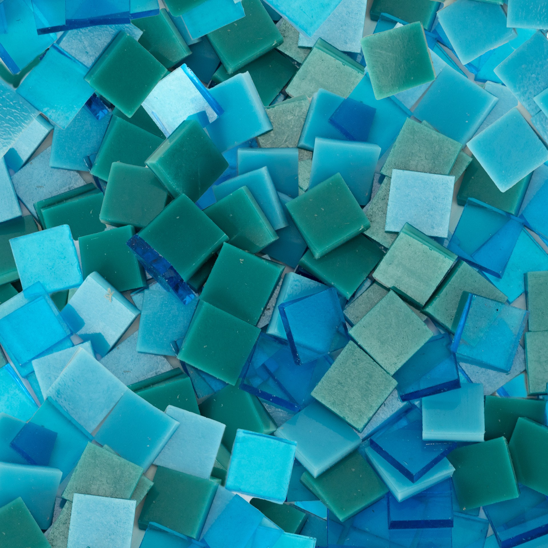 slide 4 of 4, Oceanside Glass & Tile Oceanside Compatible Small Aqua Mosaic Stained Glass Squares, 8oz., 8 oz
