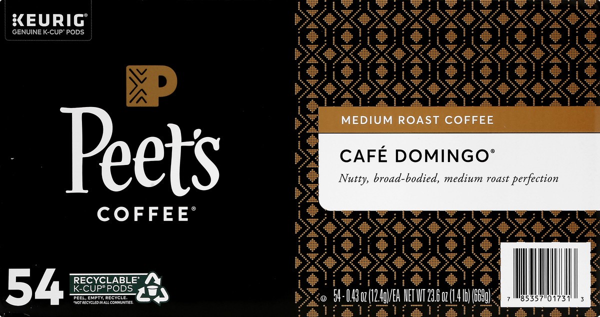 slide 5 of 9, Peets Coffee Medium Roast K-Cup Pods Cafe Domingo Coffee 54 ea, 54 ct