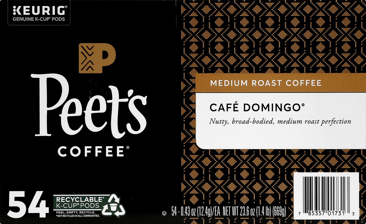 slide 8 of 9, Peets Coffee Medium Roast K-Cup Pods Cafe Domingo Coffee 54 ea, 54 ct