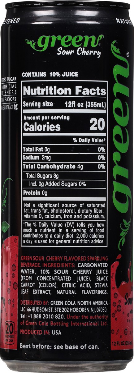 slide 12 of 13, Green Cola Sparkling Sour Cherry Soda with Real Fruit Juice 12 fl oz, 12 fl oz