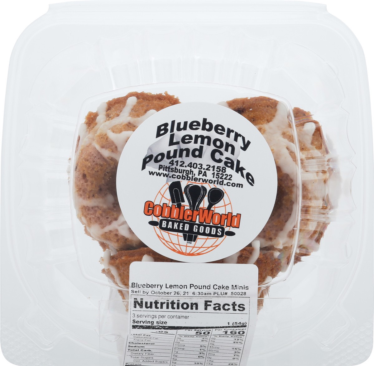 slide 12 of 14, CobblerWorld Minis Blueberry Lemon Pound Cake 1 ea, 1 ct