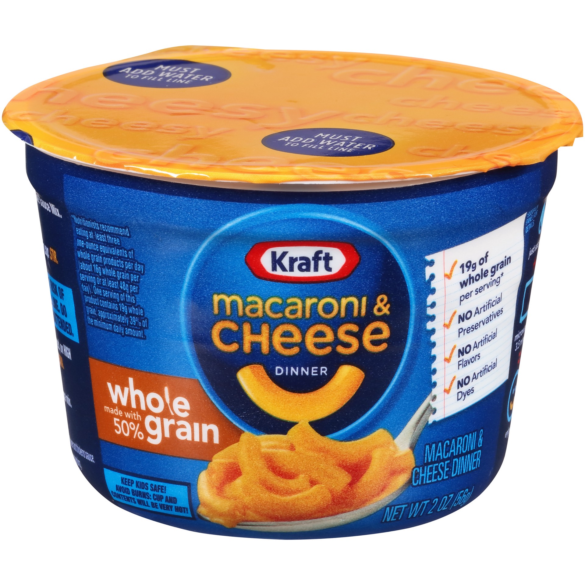 slide 1 of 5, Kraft Easy Mac Whole Grain Original Flavor Macaroni and Cheese, 2 oz Cup, 2 oz