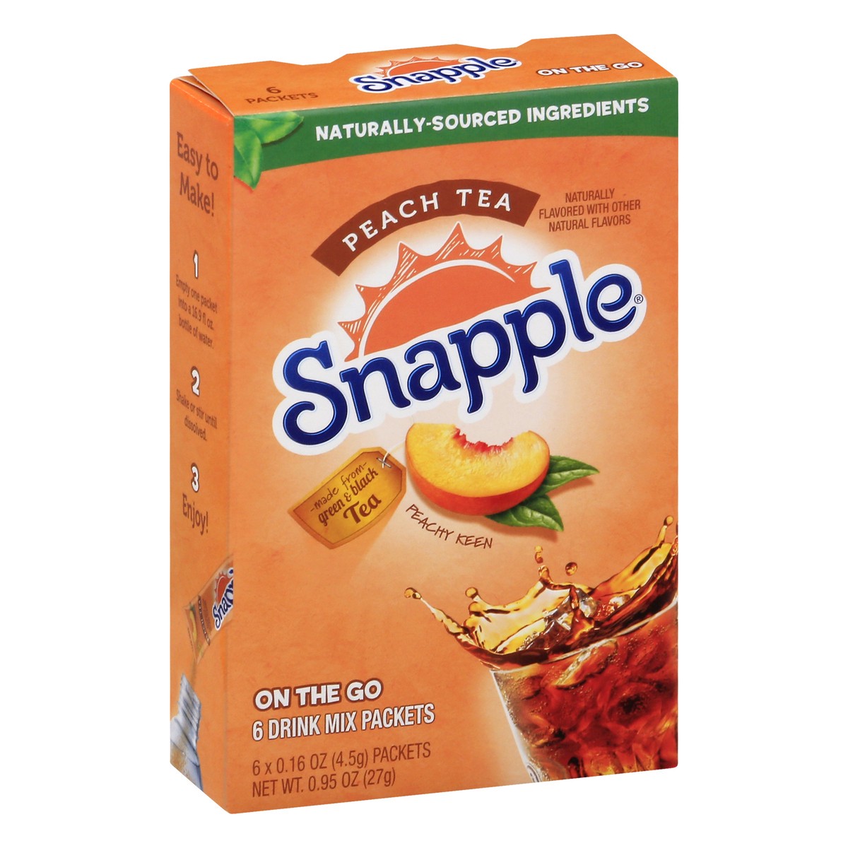 slide 2 of 9, Snapple On the Go Peach Tea Drink Mix Packets 6 ea, 1 ct