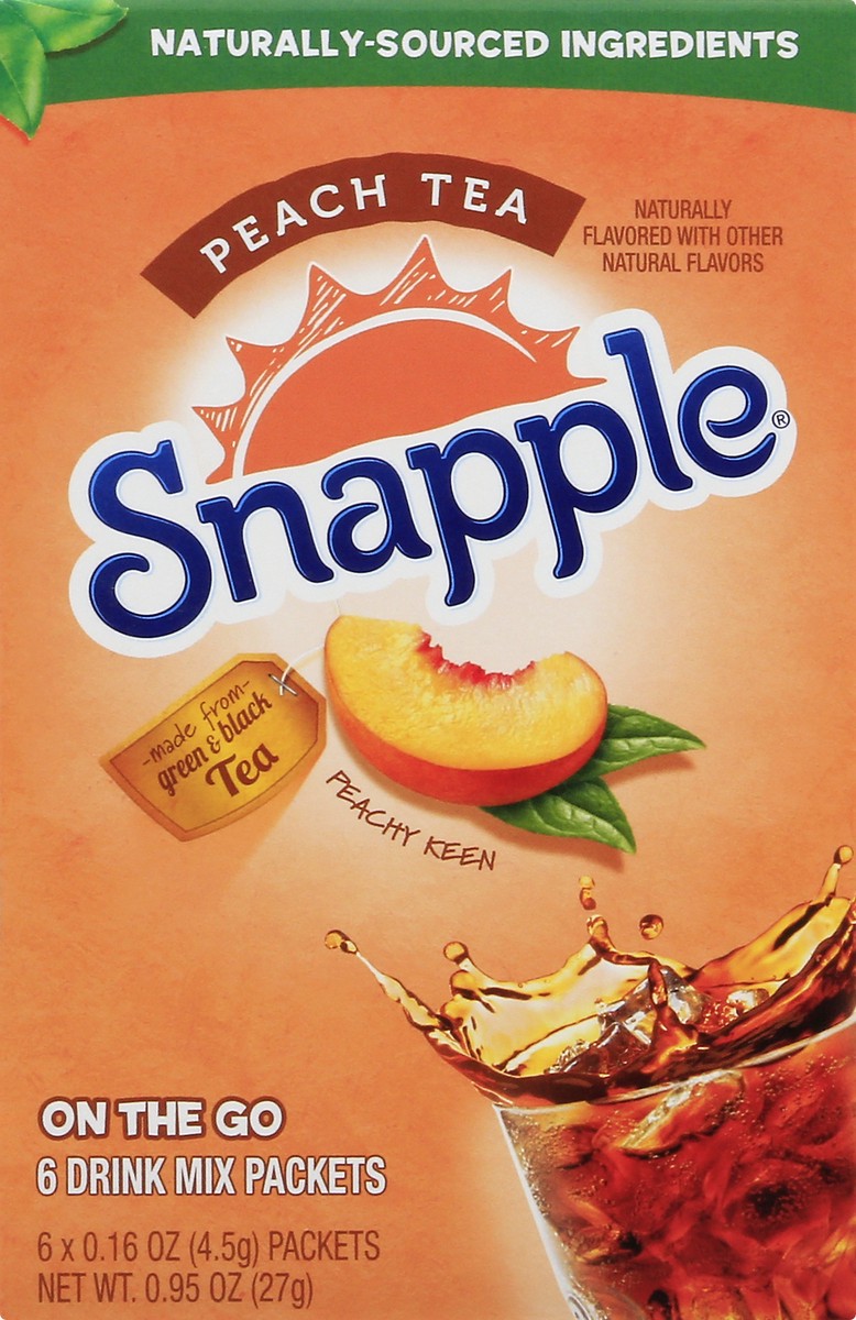 slide 6 of 9, Snapple On the Go Peach Tea Drink Mix Packets 6 ea, 1 ct