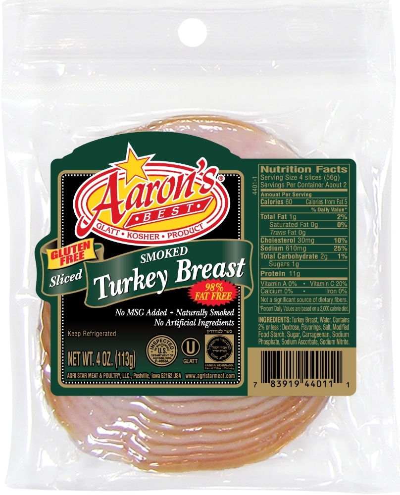 slide 1 of 1, Aaron's Best Sliced Smoked Turkey Breast, 4 oz