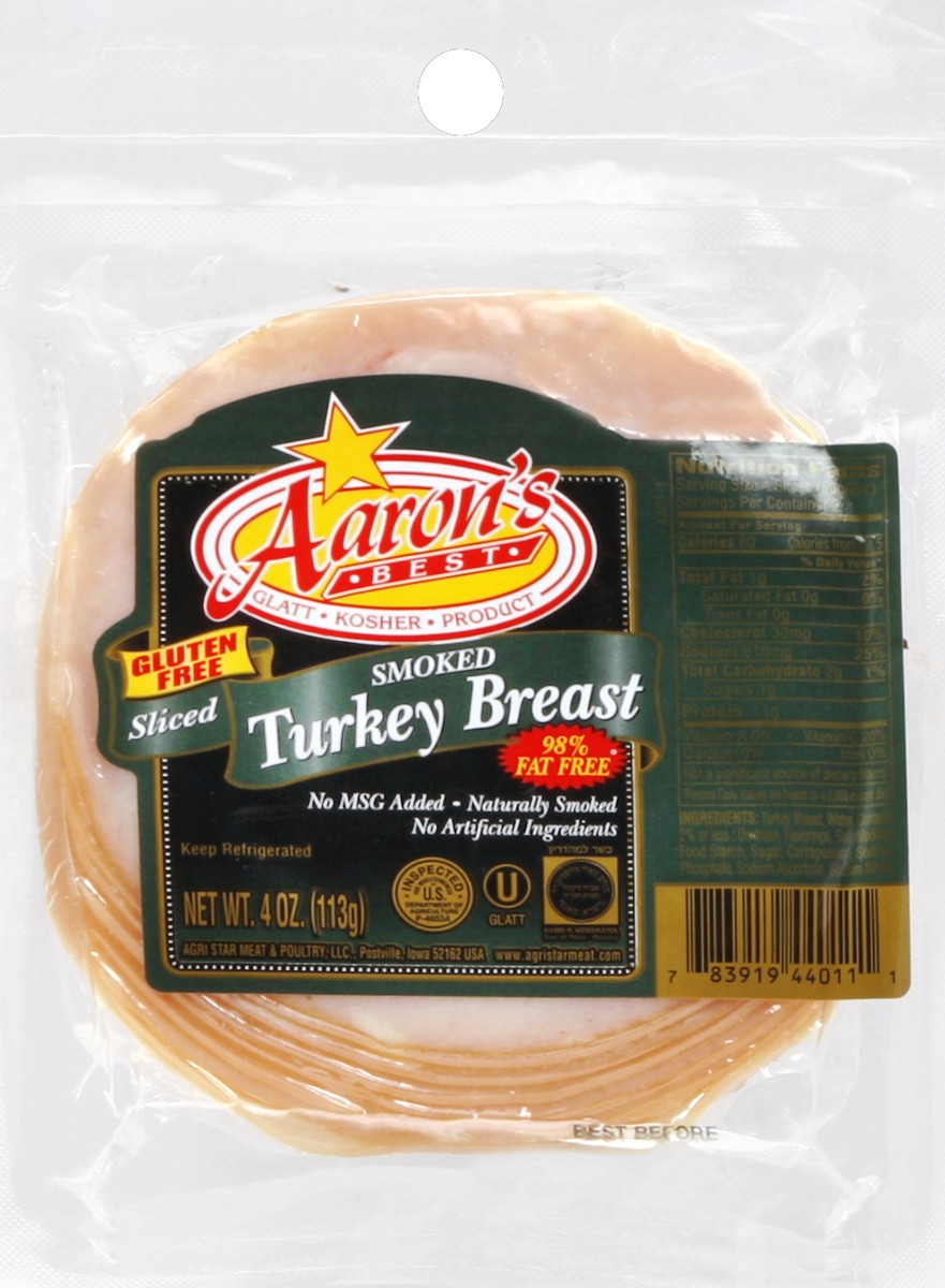 slide 1 of 3, Aaron's Best Aarons Smoked Sliced Turkey Breast, 4 oz