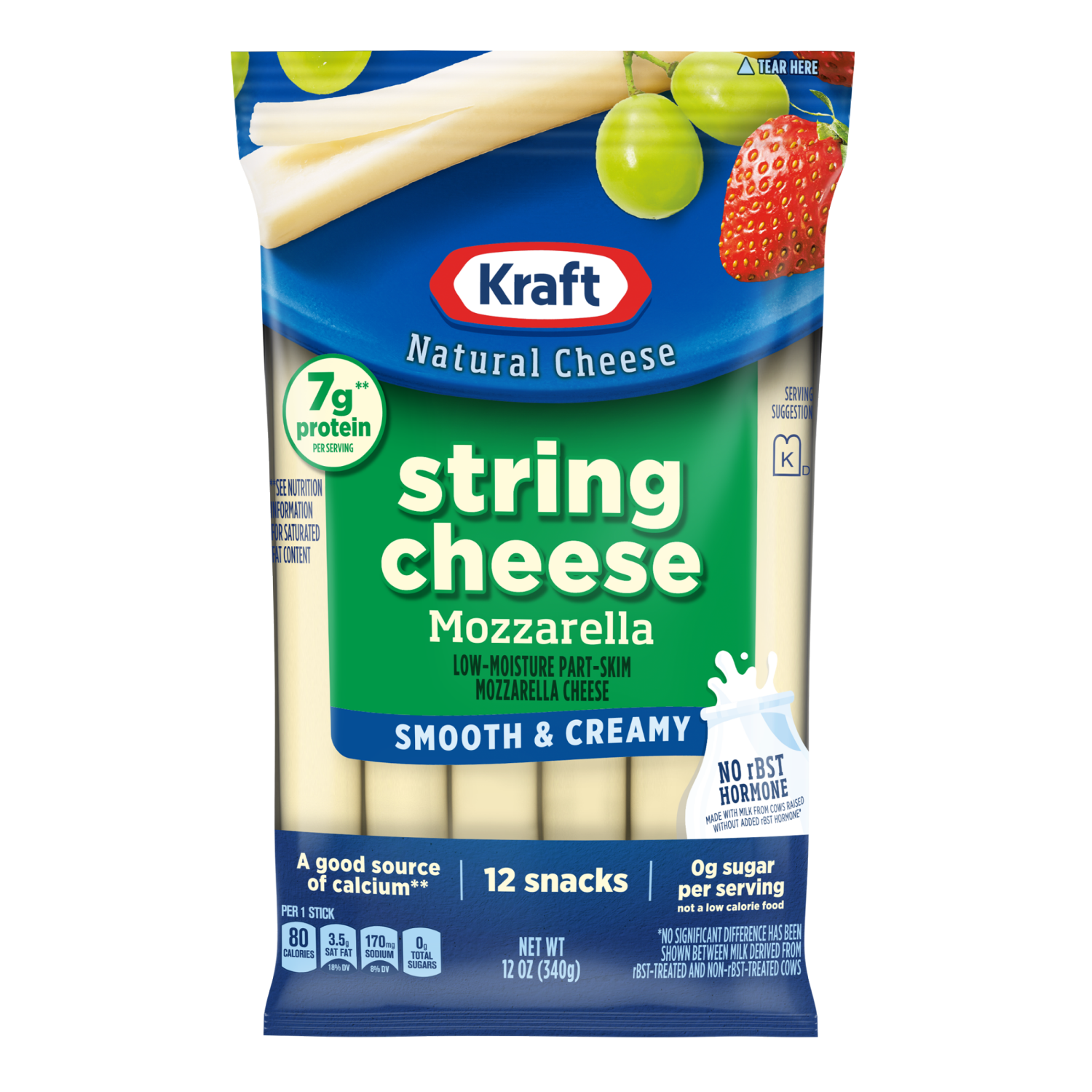 slide 1 of 3, Kraft String Mozzarella Cheese Kraft String Mozz Cheese, 12 oz