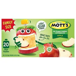 Motts Apple Sauce Unsweetened Pouch - 20-3.2 Oz