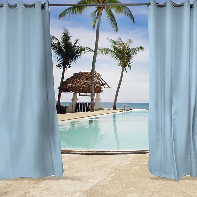 slide 1 of 1, Sunbrella Canvas Grommet Top Indoor/Outdoor Curtain Panel - Air Blue, 84 in