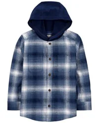Oshkosh Kid Plaid Button-Front Shacket Navy 8