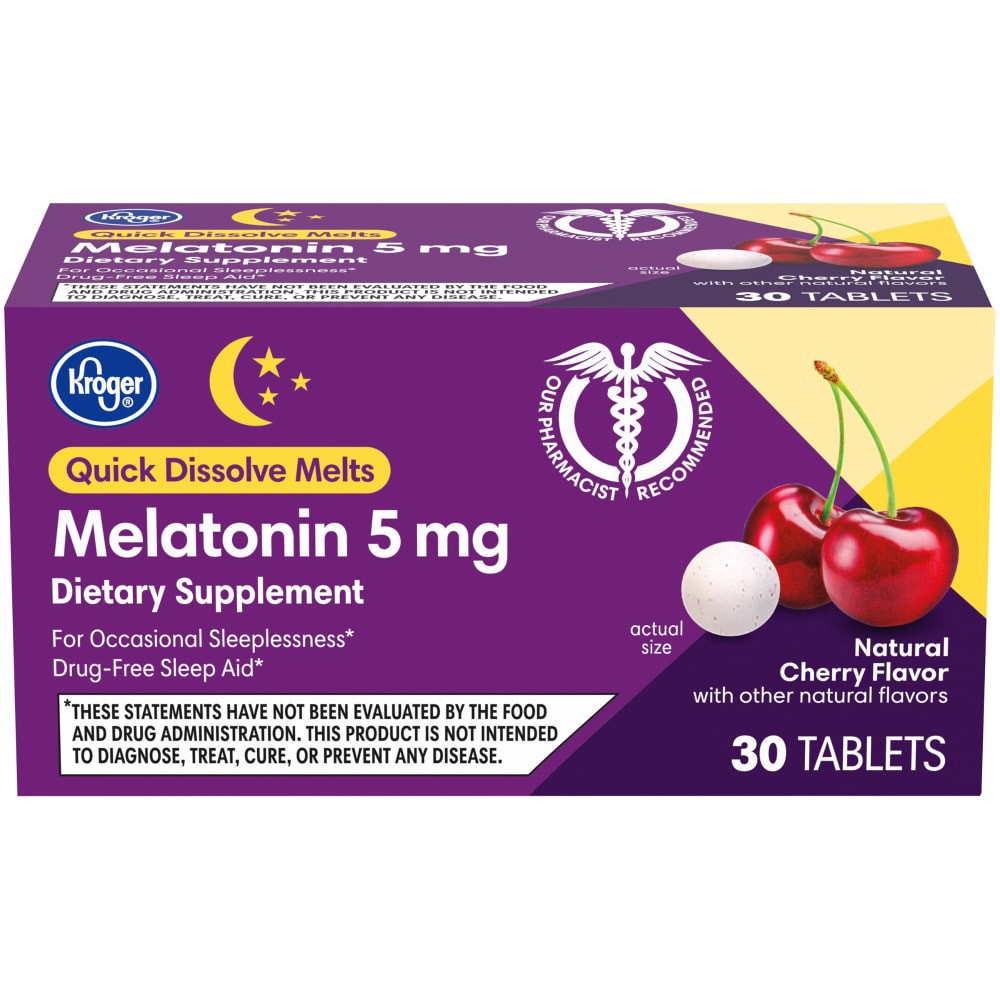 slide 2 of 3, Kroger Quick Dissolve Cherry Flavor Melatonin 5Mg, 30 ct