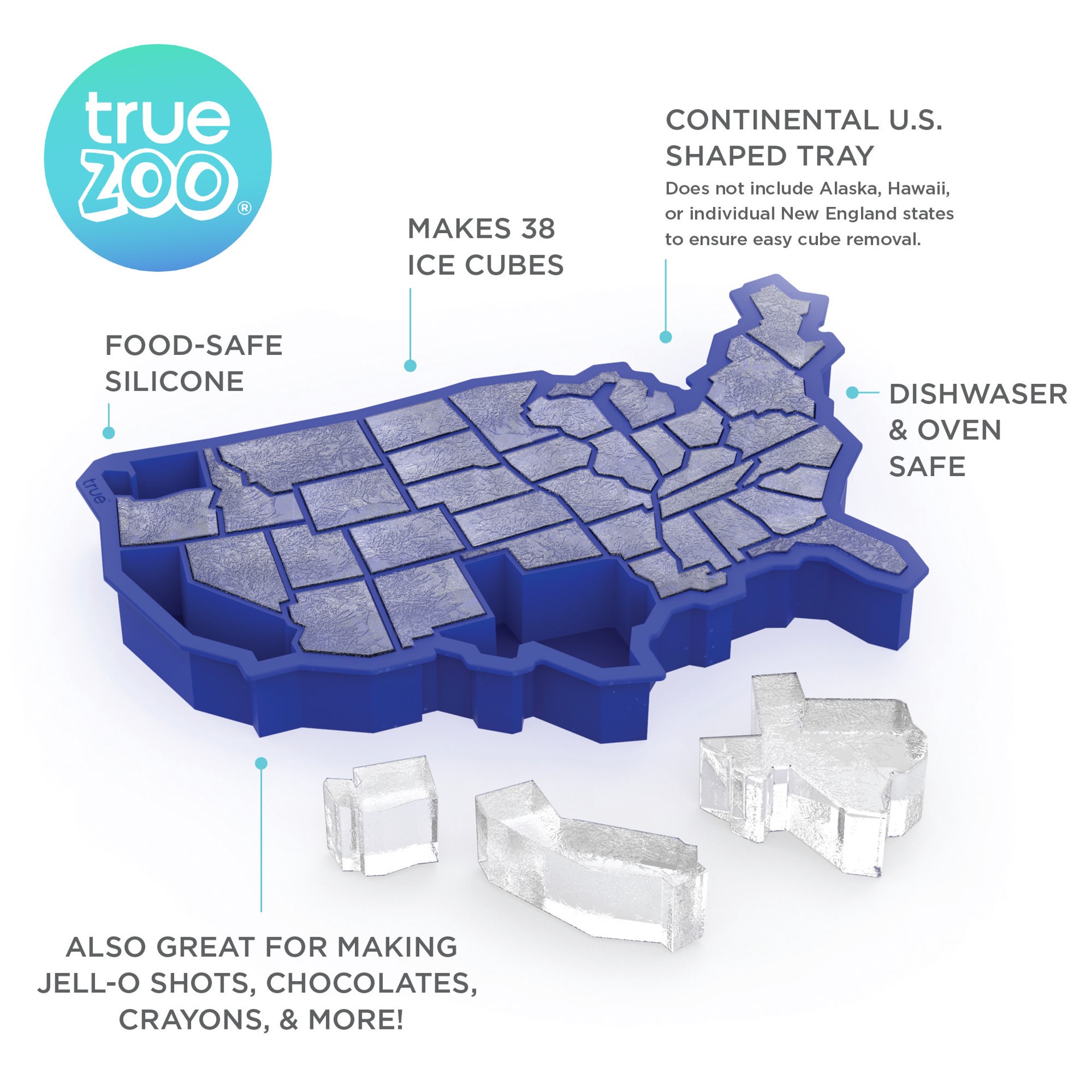 slide 2 of 5, True Zoo Usa Ice Cube Tray, 1 ct