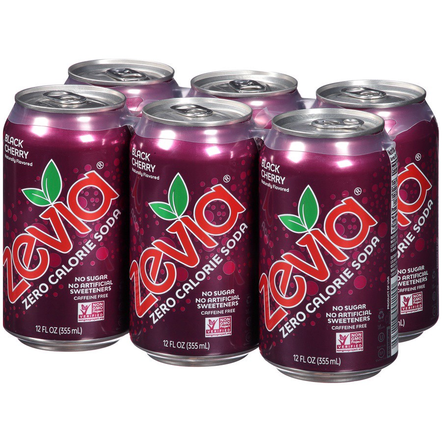 slide 3 of 8, Zevia Zero Sugar Black Cherry Soda 6 - 12 fl oz Cans, 6 ct; 12 oz