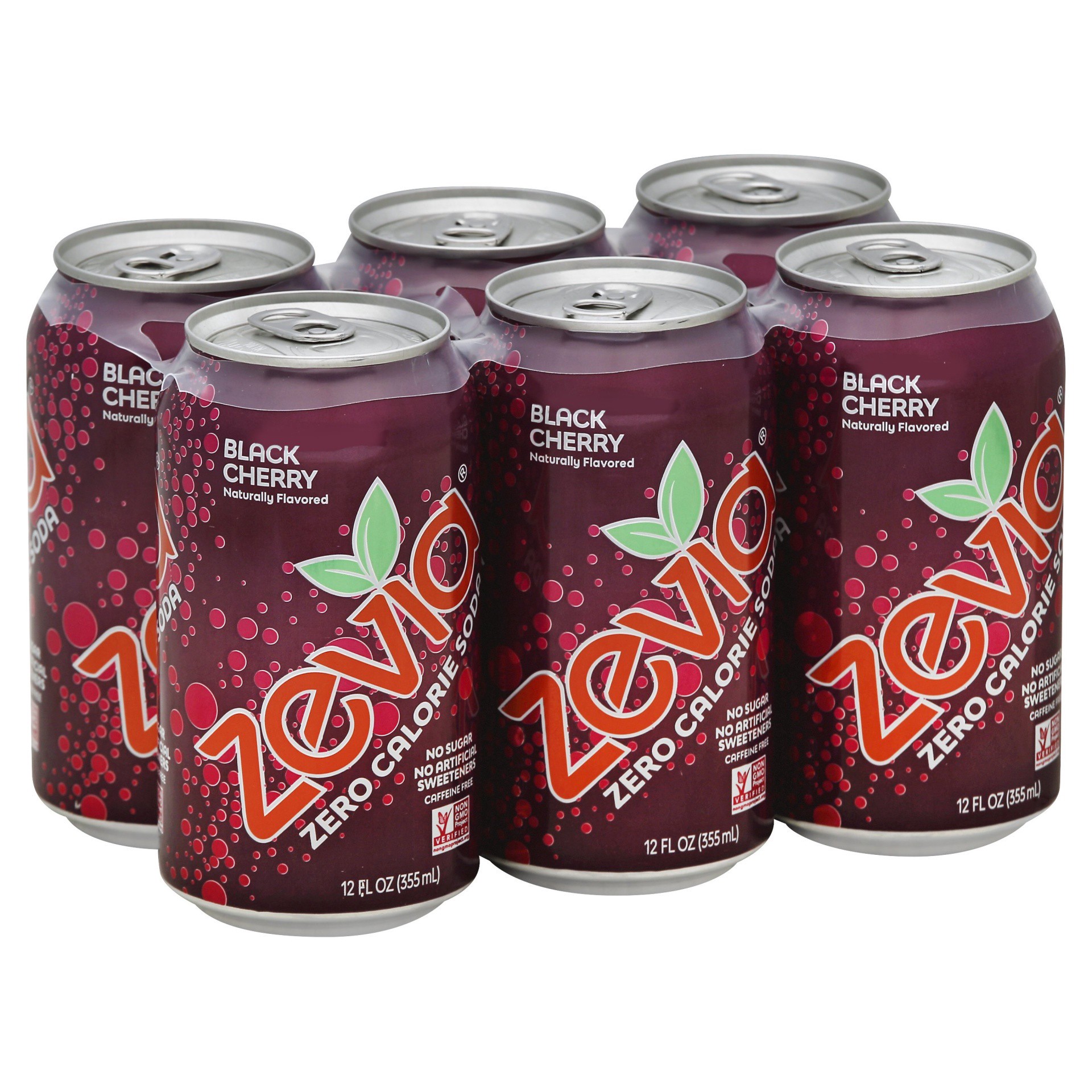 slide 1 of 8, Zevia Zero Sugar Black Cherry Soda 6 - 12 fl oz Cans, 6 ct; 12 oz