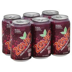 Zevia Zero Sugar Black Cherry Soda 6 - 12 fl oz Cans