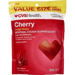 slide 1 of 1, CVS Health Cough Drops Menthol Cough Suppressant, Cherry, 200 ct