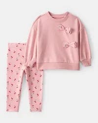 Carters Baby Girl Cherry Bow French Terry Sweatshirt & Pant Set - Pink Pink 24M