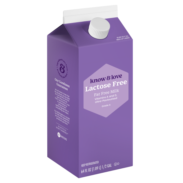 slide 1 of 1, Know & Love Fat Free Lactose Free Milk 64 Ounces, 64 oz