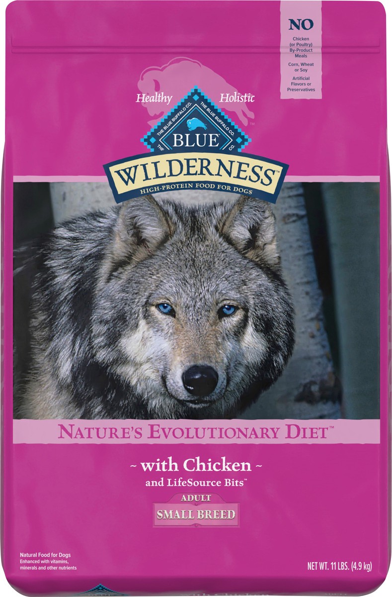 slide 4 of 9, Blue Buffalo Wilderness High Protein, Natural Adult Small Breed Dry Dog Food, Chicken 11-lb, 11 lb