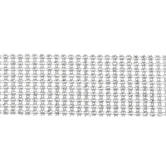 slide 1 of 3, 1.18" Silver Round Diamond Mesh Trim By Celebrate It Fashion Mode, 