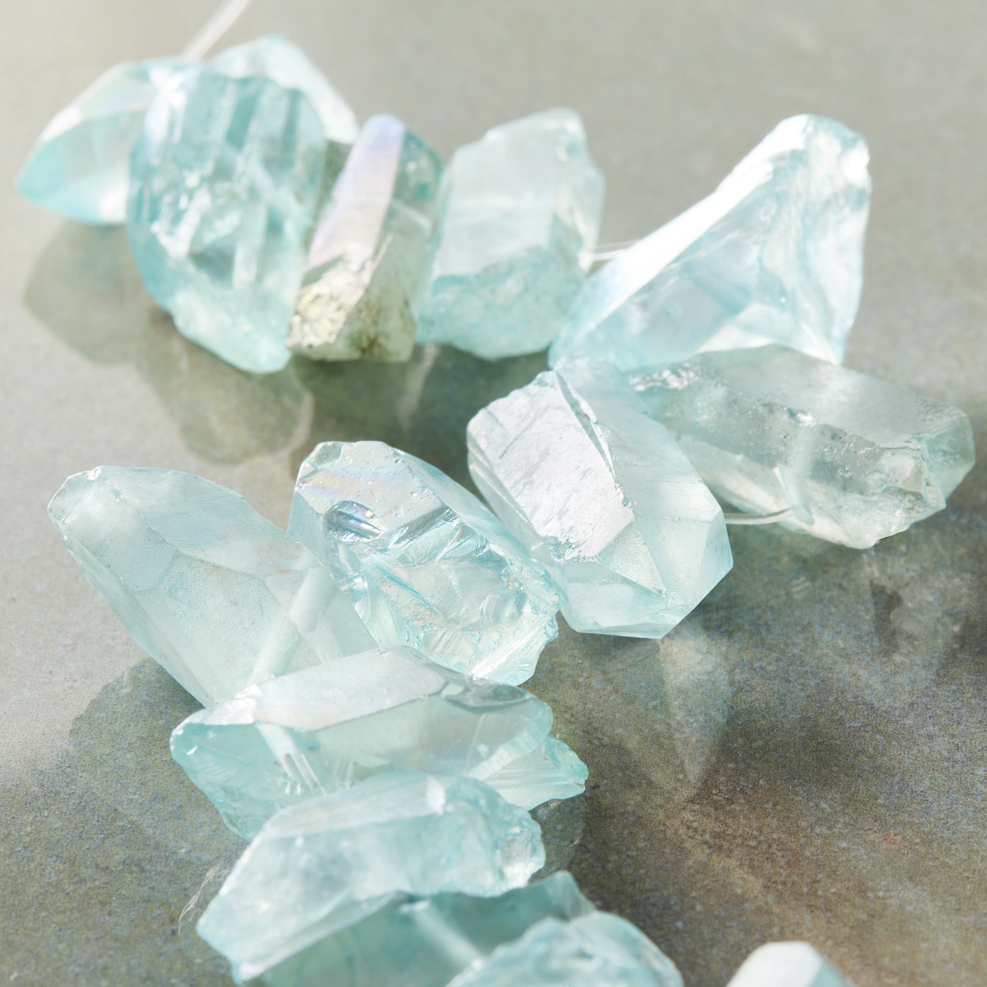 slide 3 of 3, Light Blue Crystal Chunk Beads By Bead Landing, 18 mm