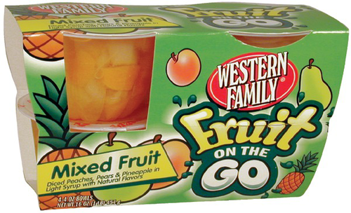 slide 1 of 1, Western Family Mixed Fruit On The Go Bowls, 16 oz