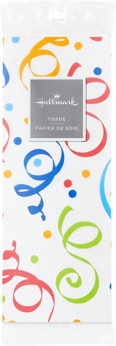 slide 5 of 5, Hallmark Tissue Paper, Multicolor Streamers on White, 1 ct