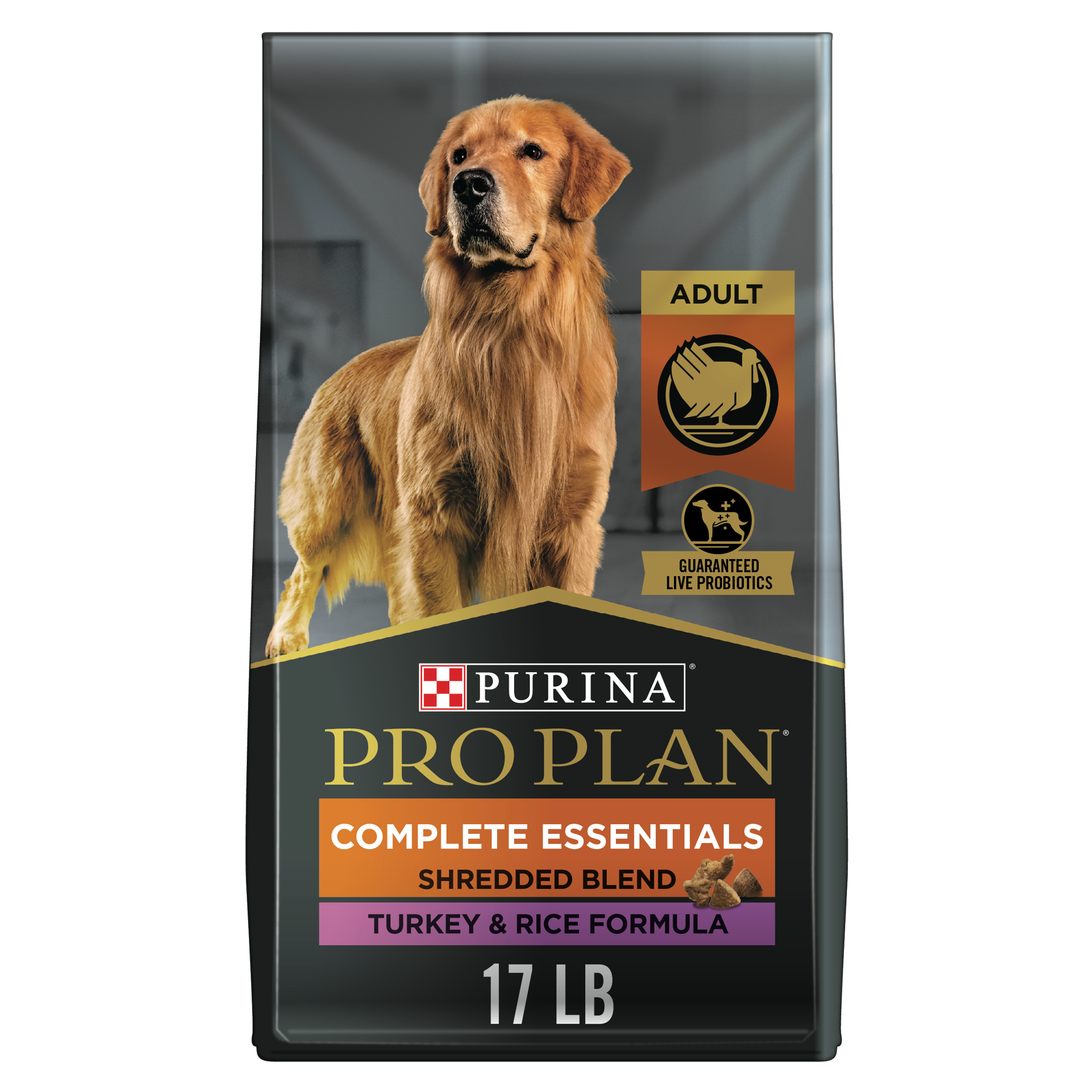 slide 1 of 7, Pro Plan Purina Pro Plan High Protein Dog Food With Probiotics for Dogs, Shredded Blend Turkey & Rice Formula, 17 lb