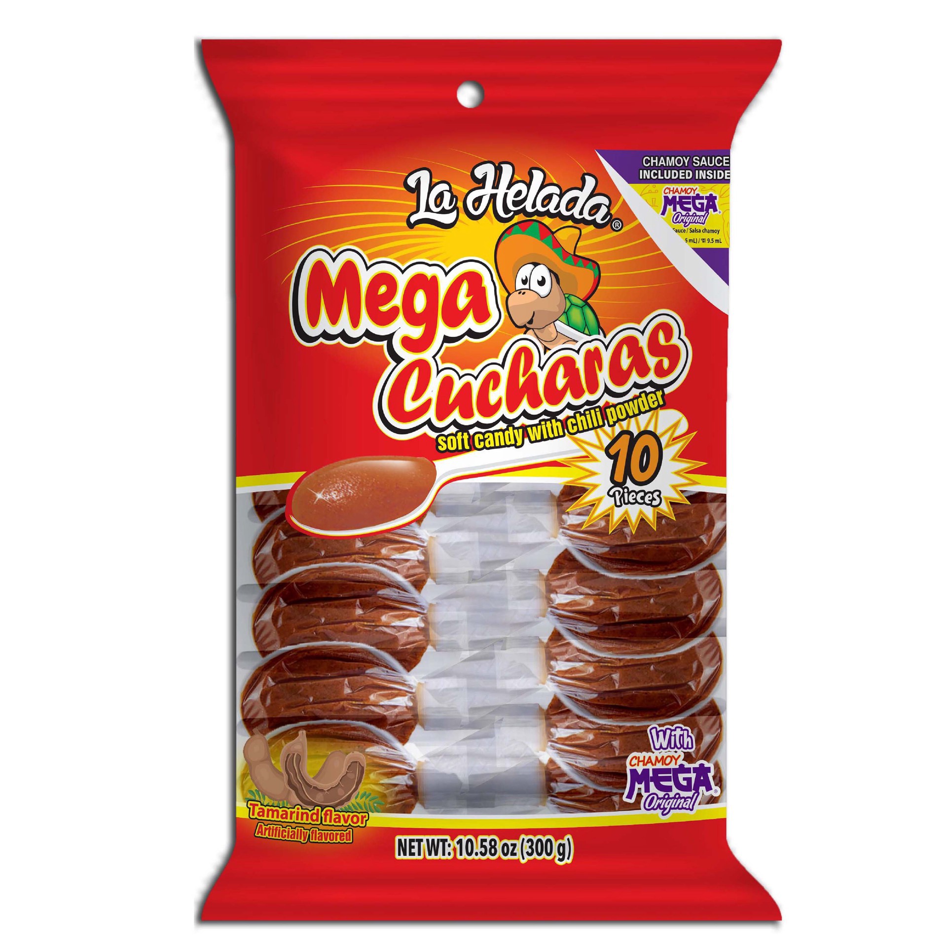 slide 1 of 1, La Helada Mega Cucharas Tamarind Candy Spoons, 10 ct