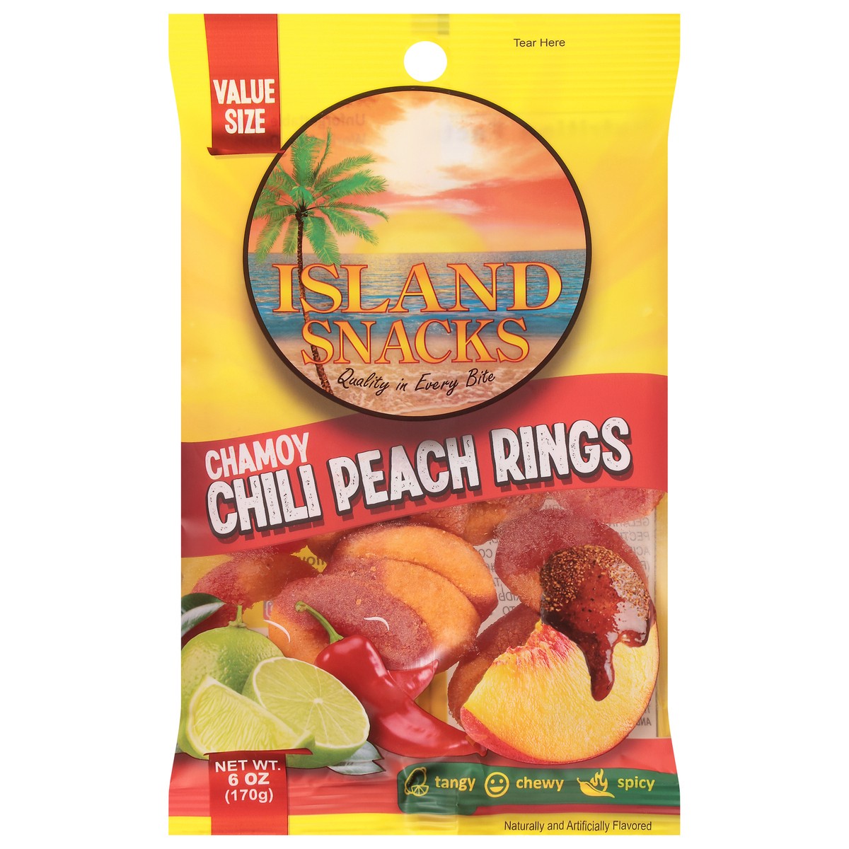 slide 1 of 2, Island Snacks Chamoy Chili Peach Rings Value Size 6 oz, 6 oz