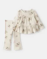 Carter's Baby Girl Butterfly Top & Pant Set - Cream - 24 Months